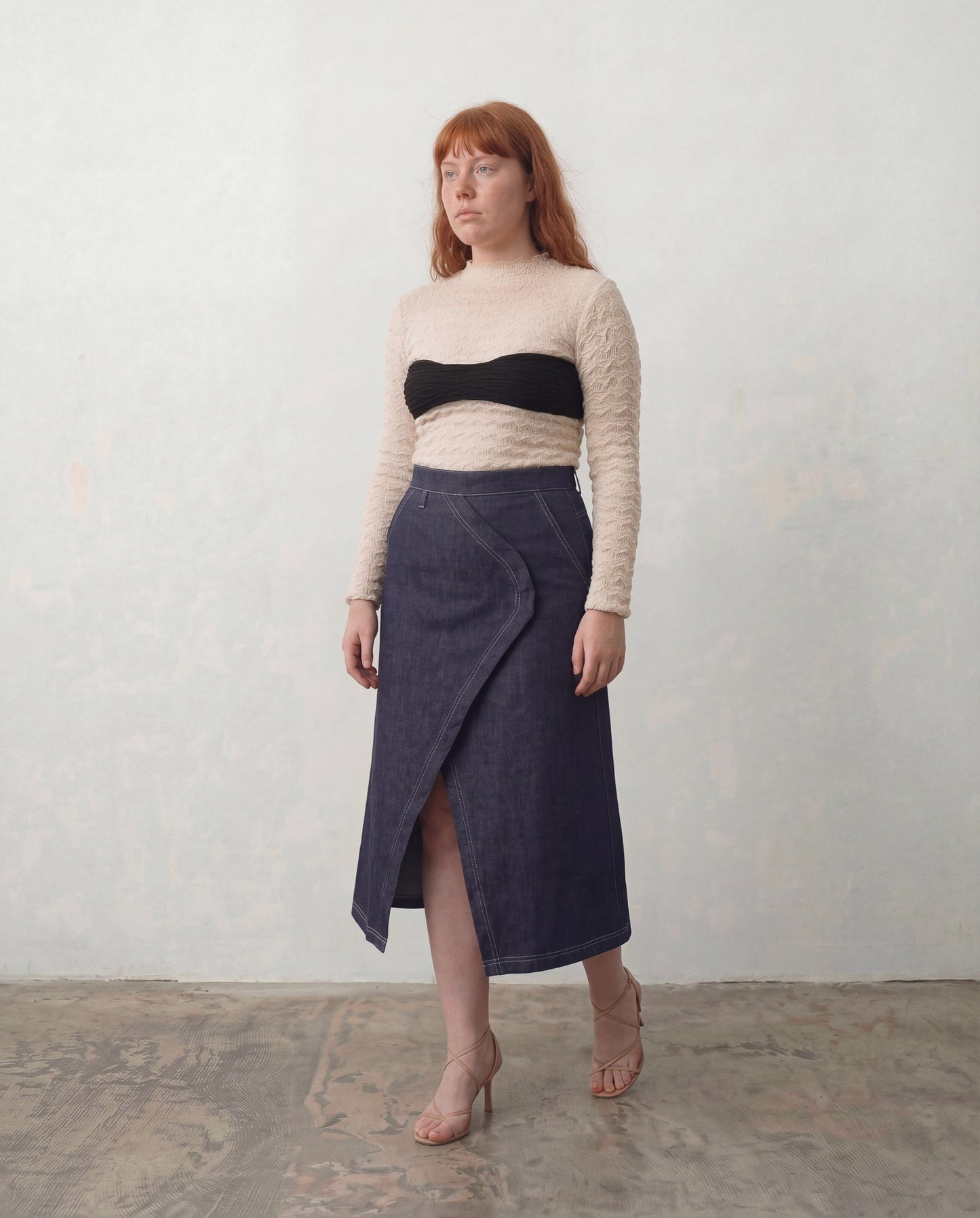 Beige Dylan Knit Turleneck Top - ALEX S. YU