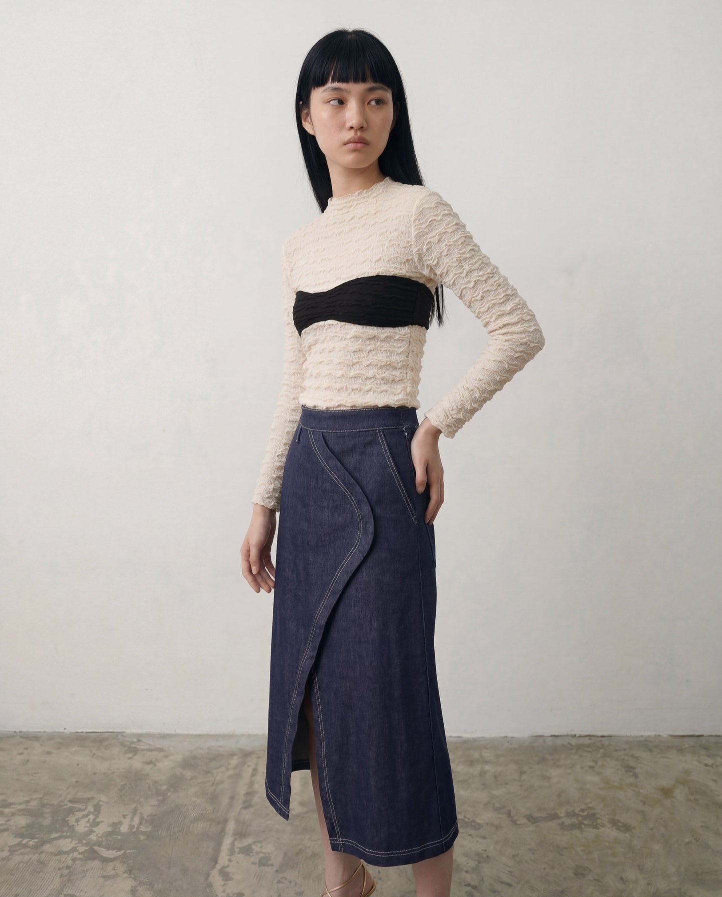 Beige Dylan Knit Turleneck Top - ALEX S. YU