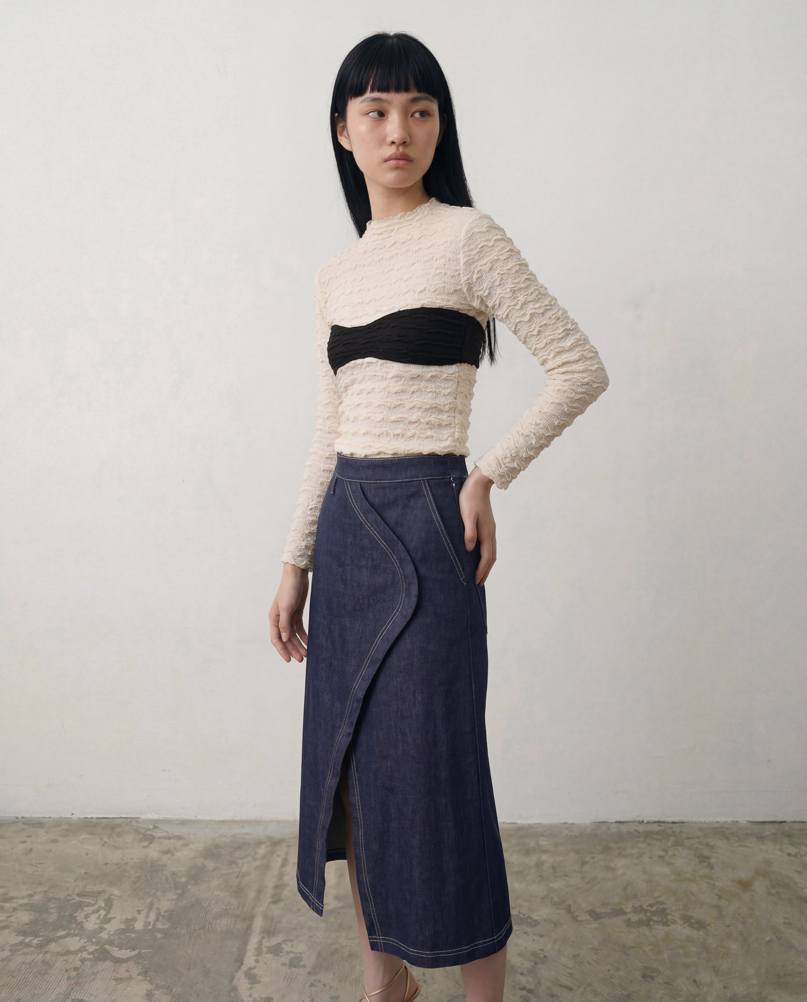 Beige Dylan Knit Turleneck Top - ALEX S. YU