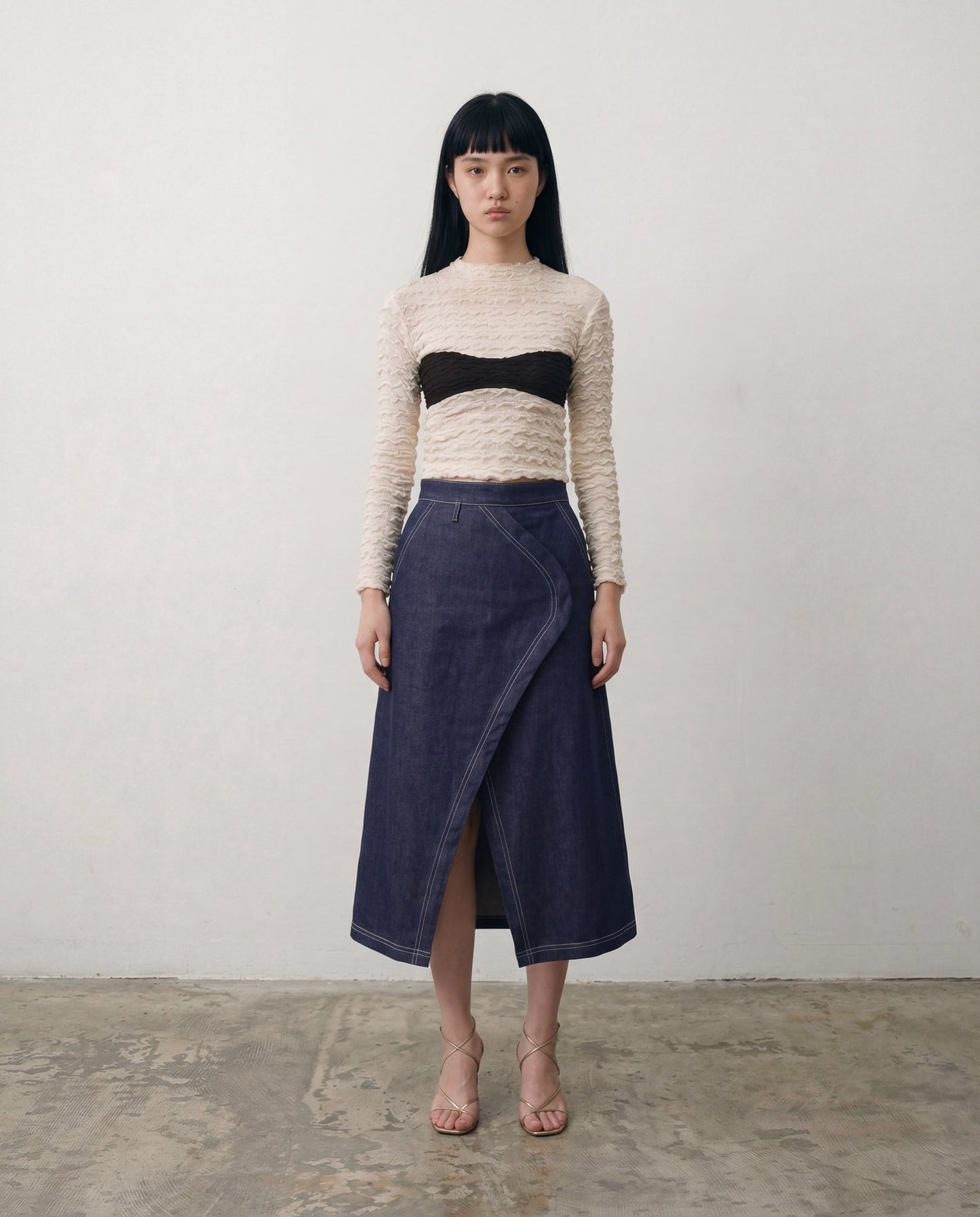 Beige Dylan Knit Turleneck Top - ALEX S. YU