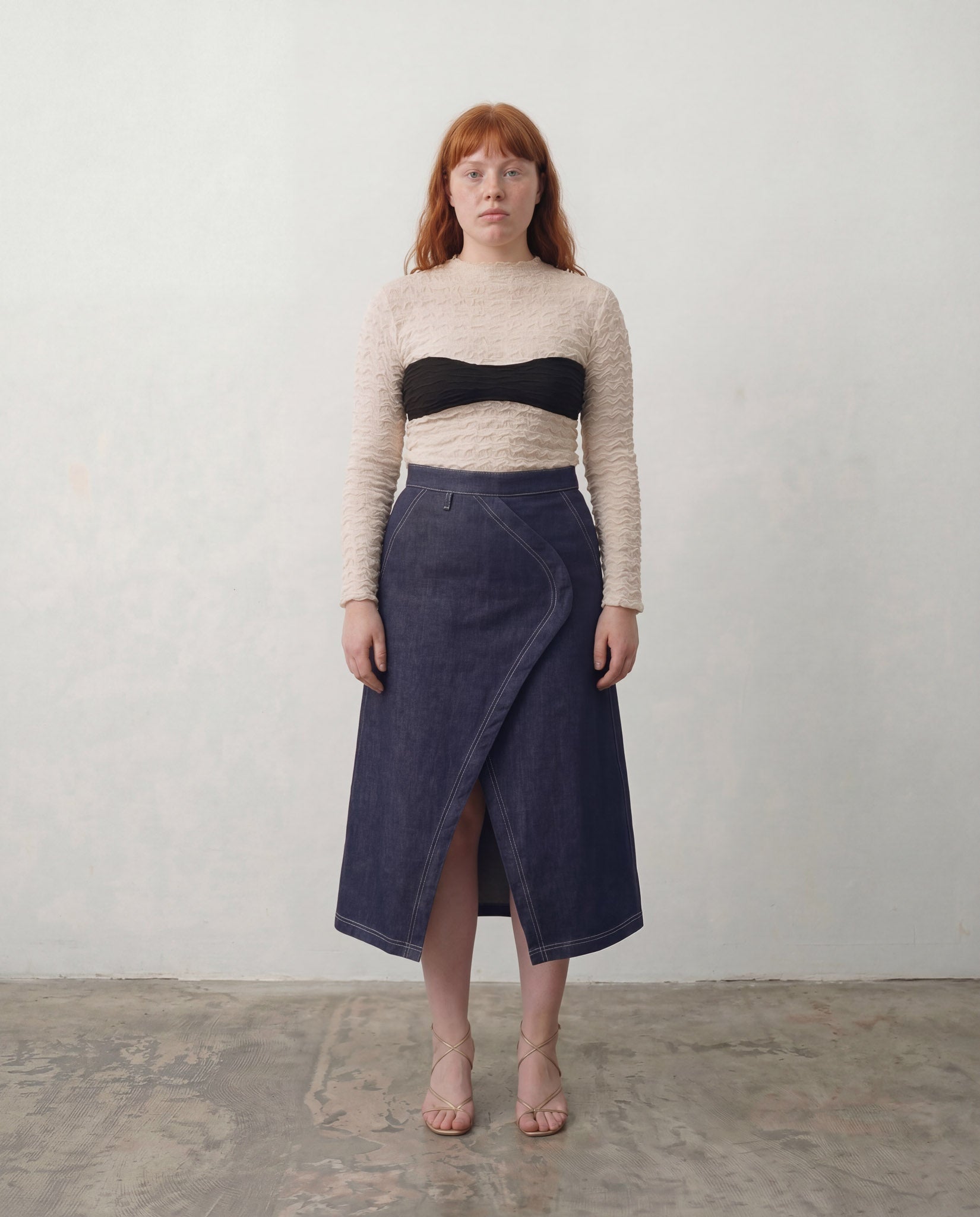 Beige Dylan Knit Turleneck Top - ALEX S. YU