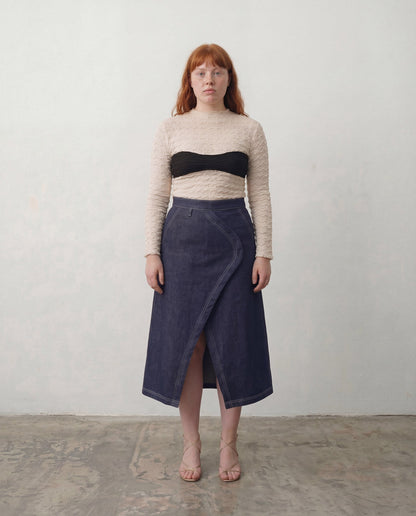 Beige Dylan Knit Turleneck Top - ALEX S. YU