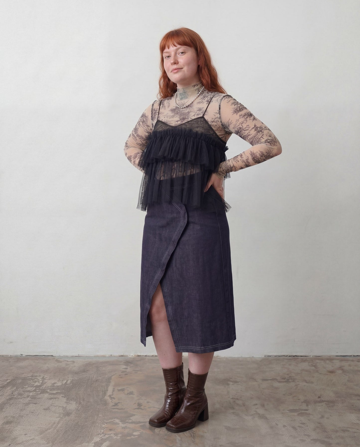 Black Cecile Ruffled Tulle Layering Top - ALEX S. YU