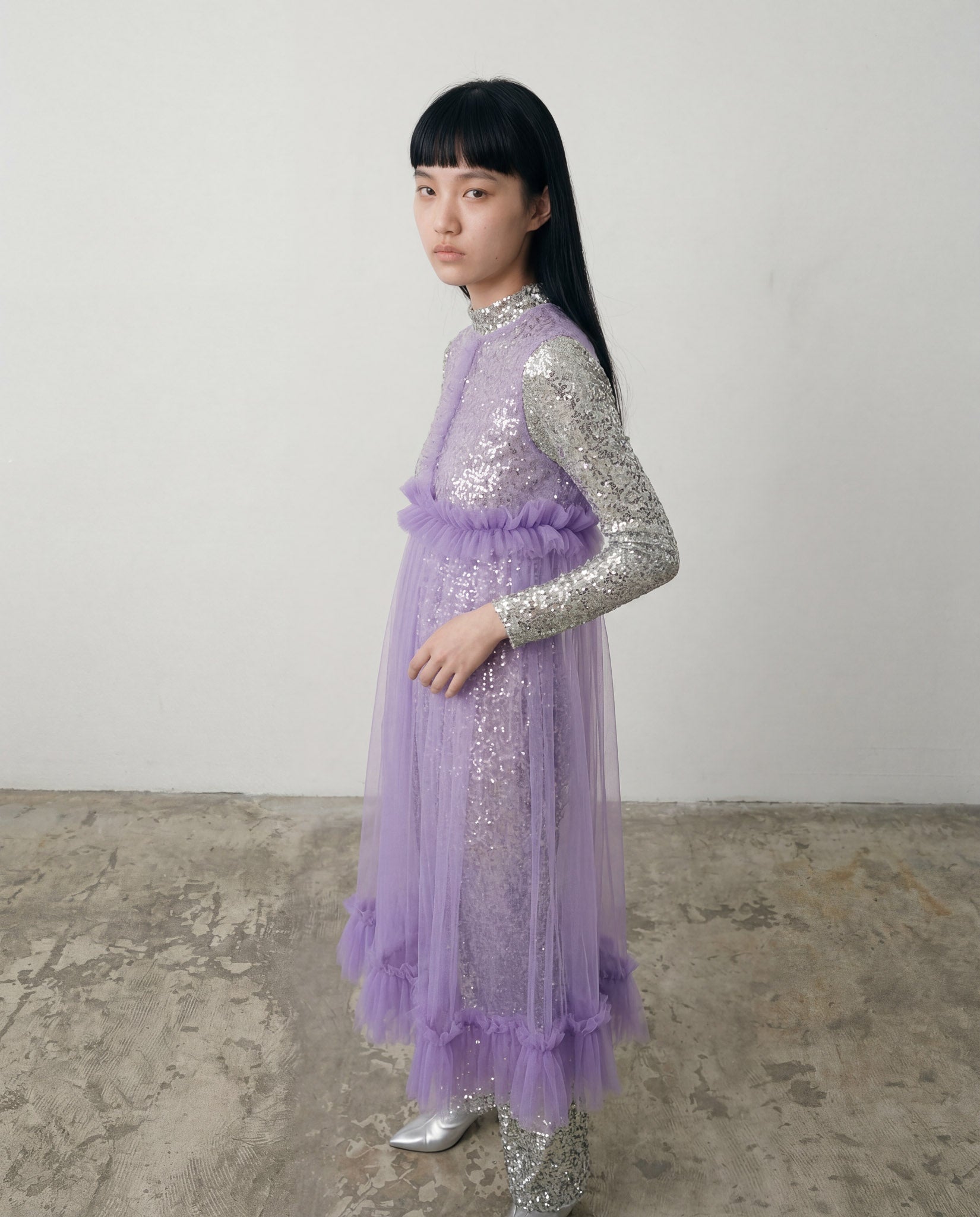 Lavender Lula Ruched Tulle Maxi Dress - ALEX S. YU