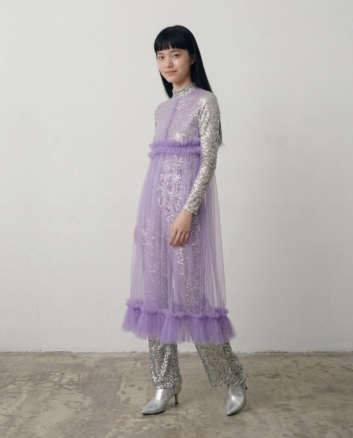 Lavender Lula Ruched Tulle Maxi Dress - ALEX S. YU
