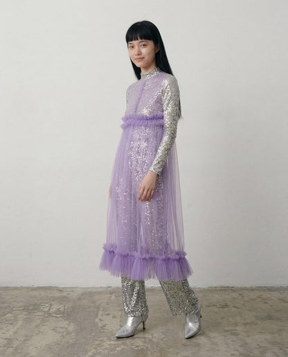 Lavender Lula Ruched Tulle Maxi Dress - ALEX S. YU