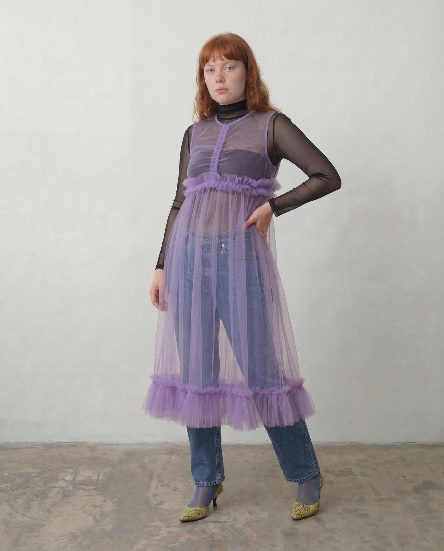 Lavender Lula Ruched Tulle Maxi Dress - ALEX S. YU