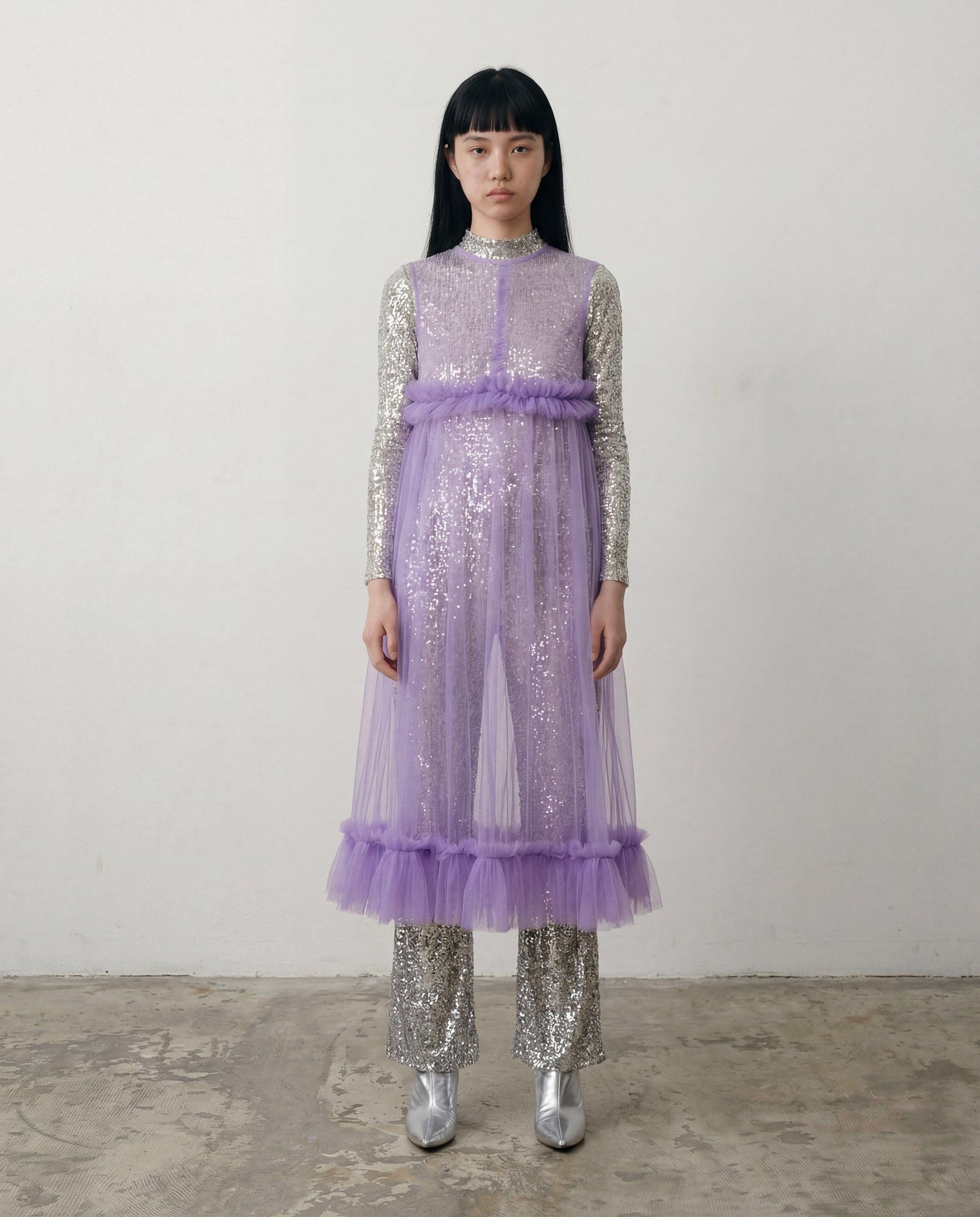 Lavender Lula Ruched Tulle Maxi Dress - ALEX S. YU