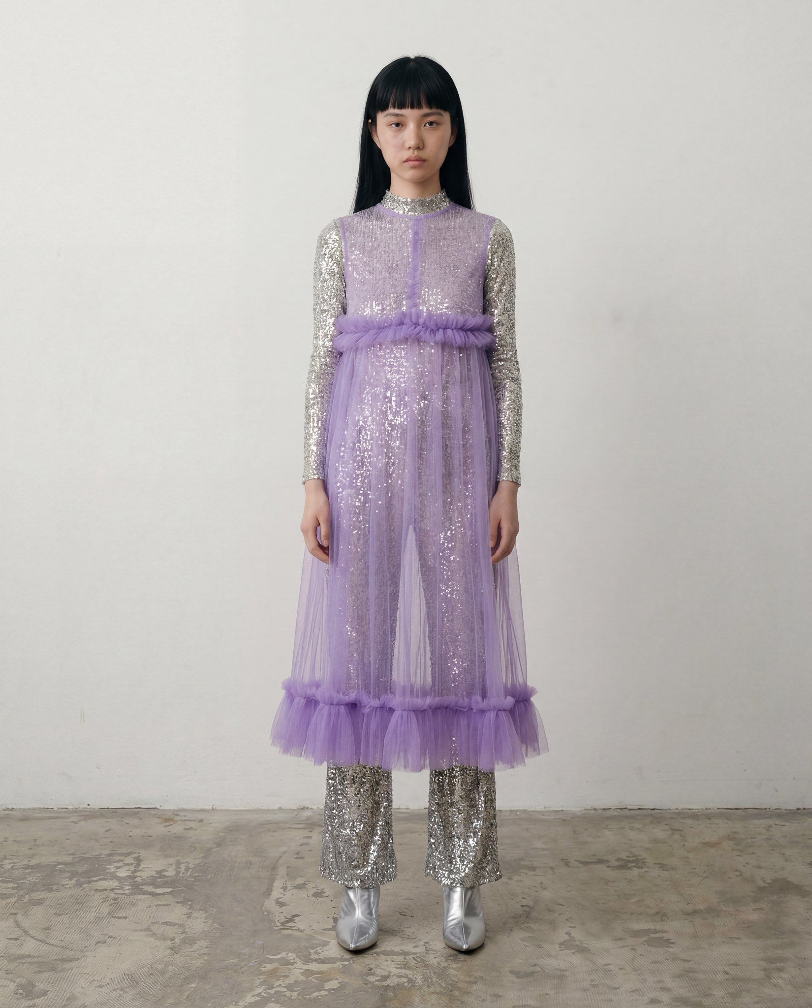 Lavender Lula Ruched Tulle Maxi Dress - ALEX S. YU