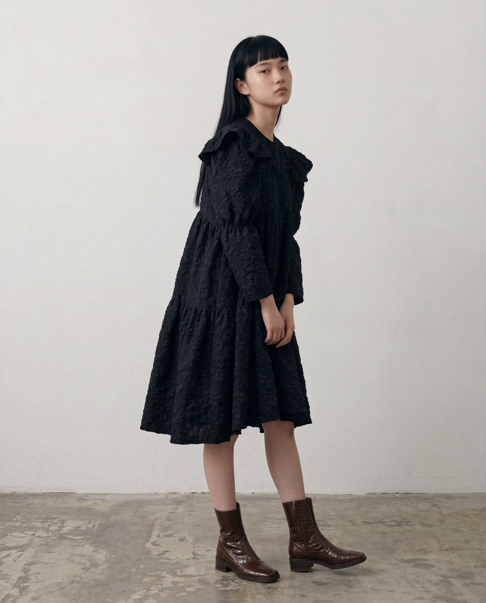 Tatum Floral Jacquard Babydoll Dress - ALEX S. YU