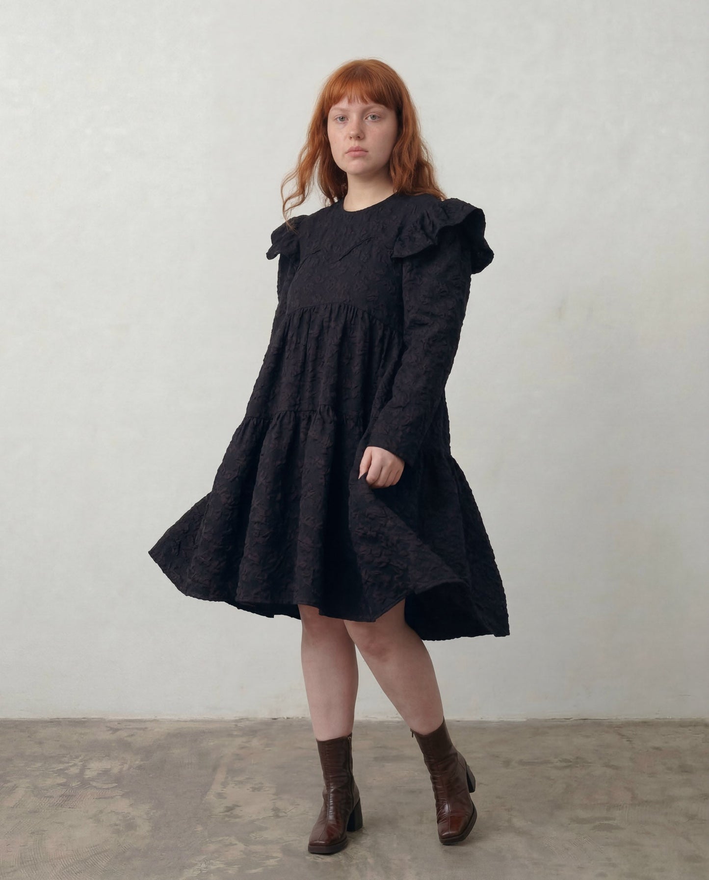 Tatum Floral Jacquard Babydoll Dress - ALEX S. YU