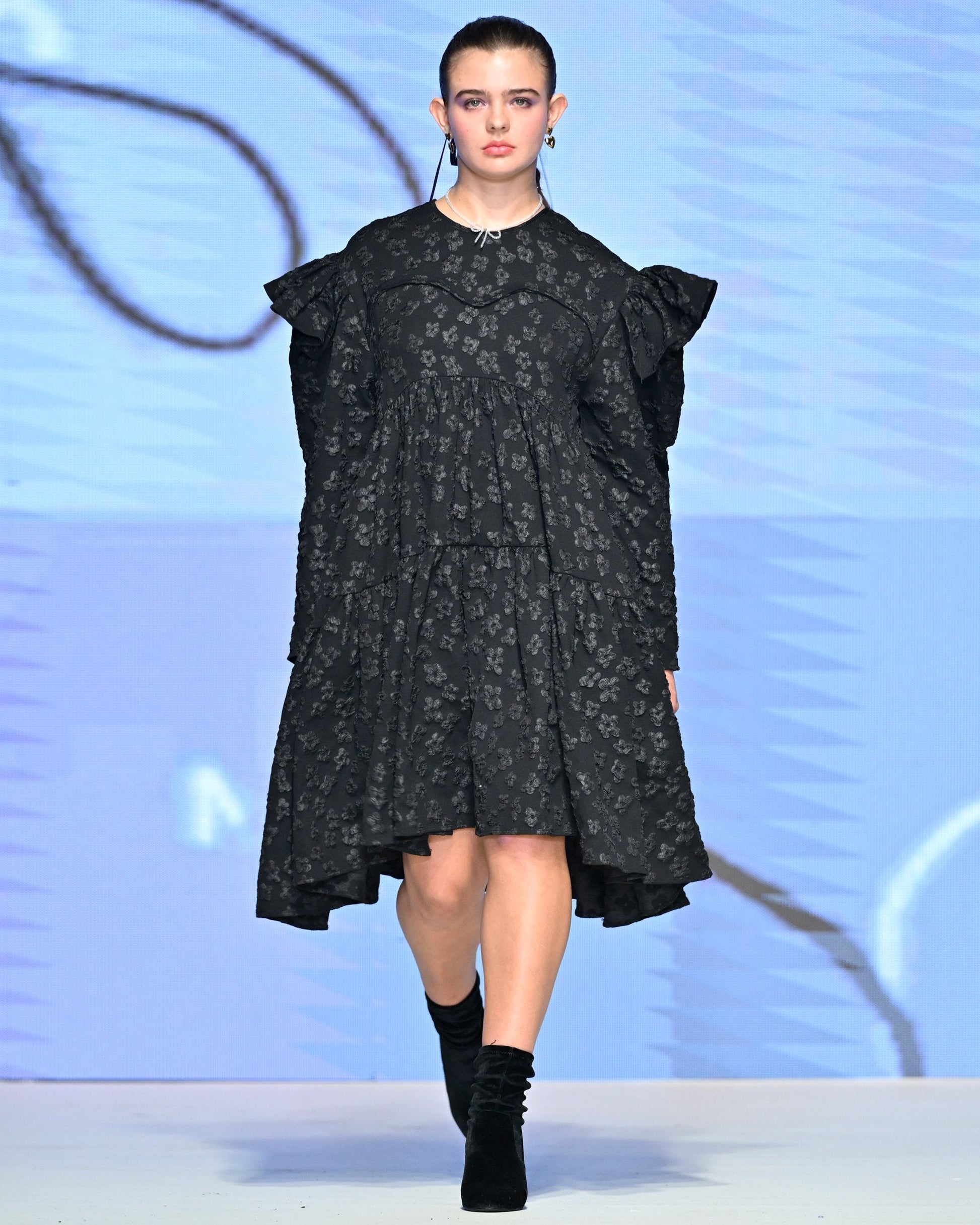 Tatum Floral Jacquard Babydoll Dress - ALEX S. YU