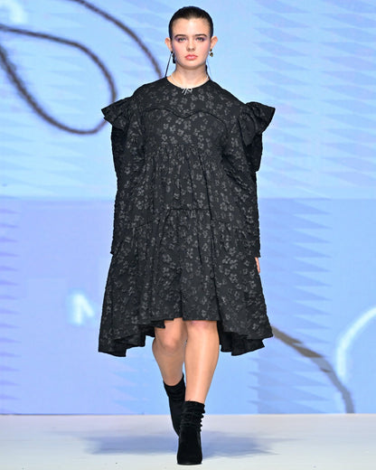 Tatum Floral Jacquard Babydoll Dress - ALEX S. YU