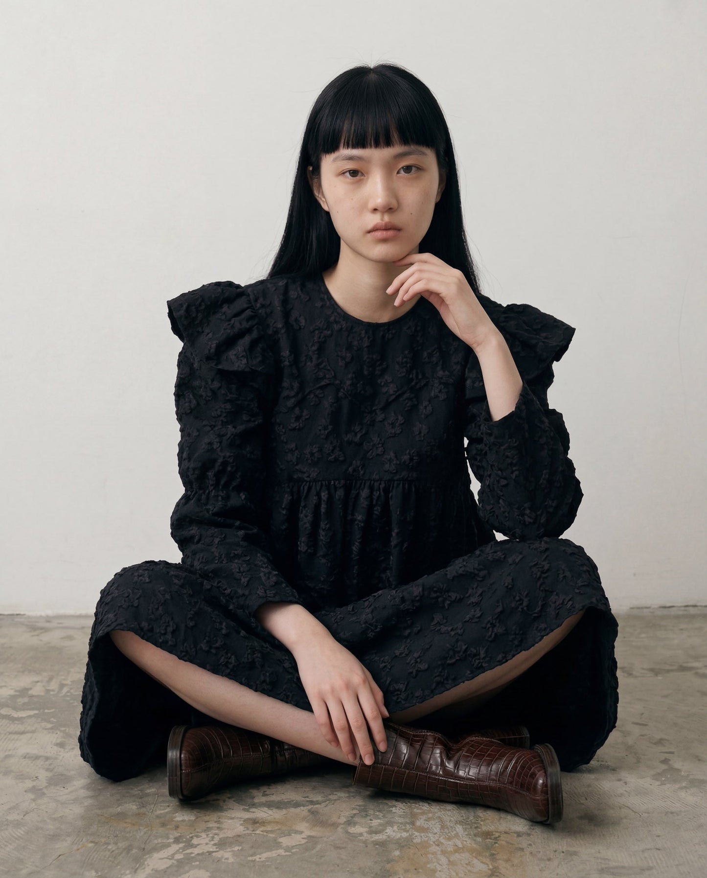 Tatum Floral Jacquard Babydoll Dress - ALEX S. YU