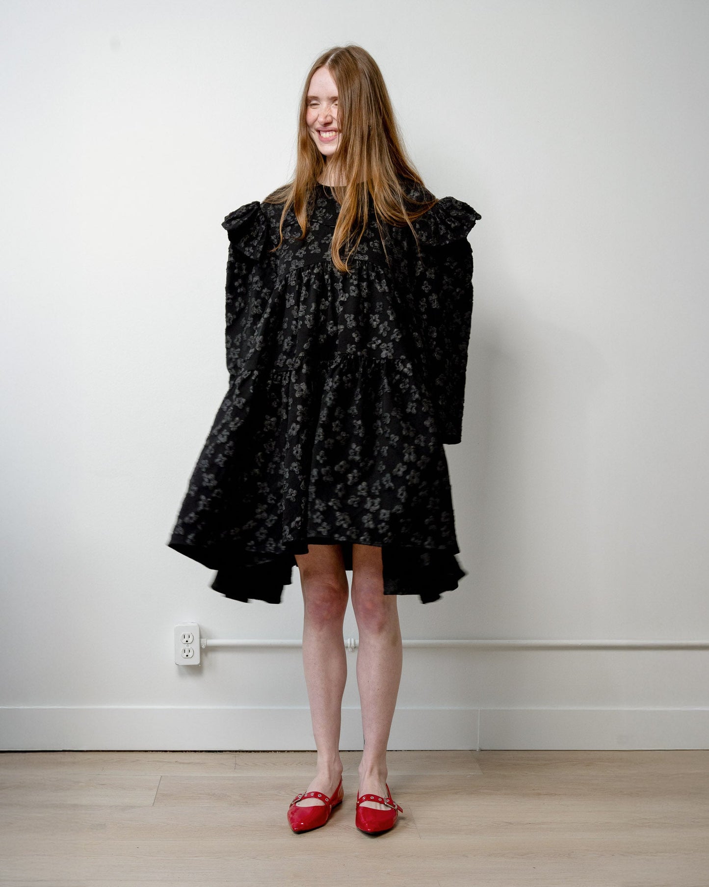 Tatum Floral Jacquard Babydoll Dress - ALEX S. YU